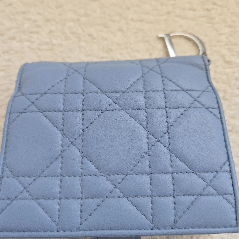 Christian Dior Cannage Lady Dior Eden Leather Wallet Blue - Picture 14 of 16